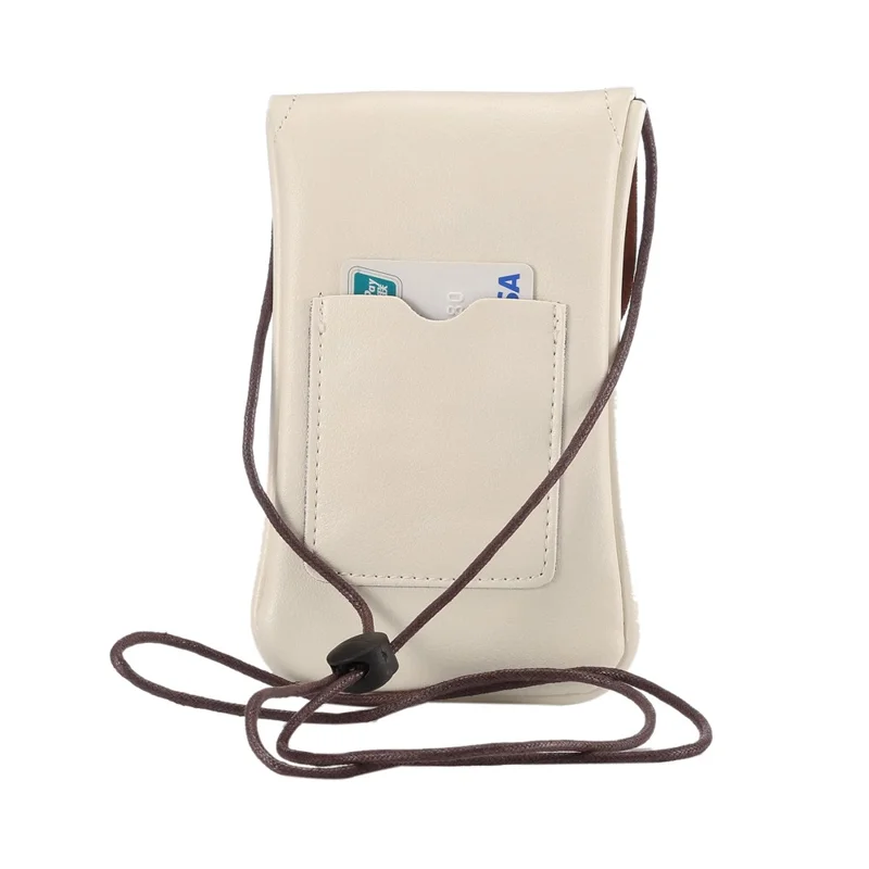 PU Leather Pouch Case with Strap for iPhone 8 Plus / X / 8 / 6s Plus / Samsung Galaxy S7 edge, Size: 16.5 x 9.5cm - White