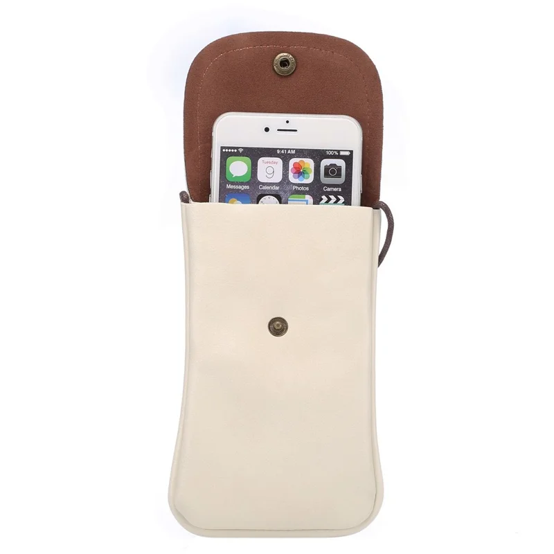 PU Leather Pouch Case with Strap for iPhone 8 Plus / X / 8 / 6s Plus / Samsung Galaxy S7 edge, Size: 16.5 x 9.5cm - White