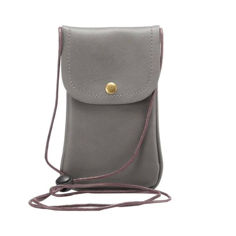 PU Leather Mobile Phone Bag Pouch with Strap for iPhone 8 Plus / X / 8 / 6s Plus / Huawei Ascend P8, Size: 16.5 x 9.5cm - Grey
