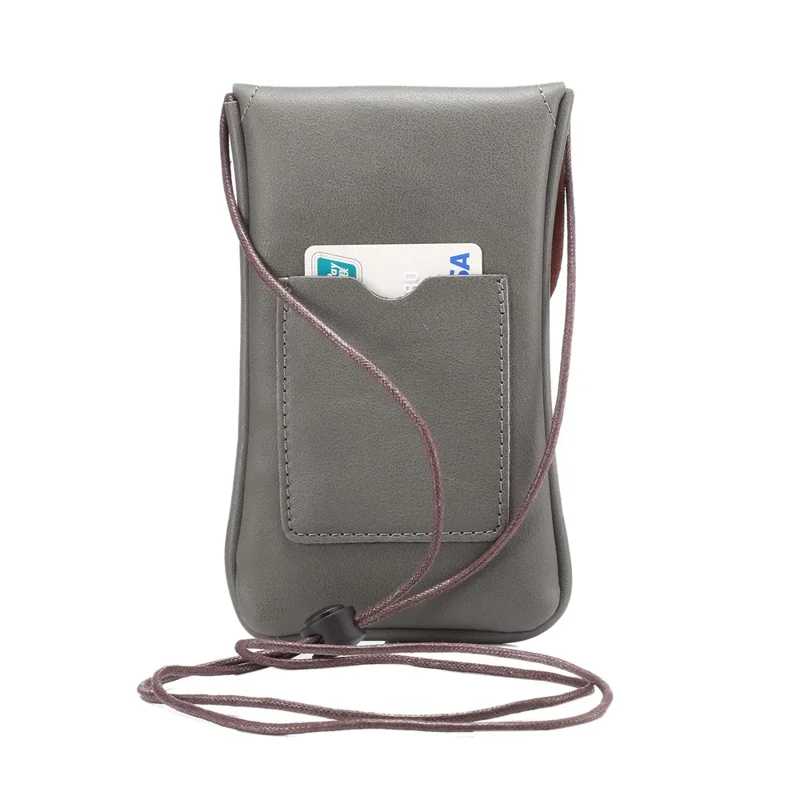 PU Leather Mobile Phone Bag Pouch with Strap for iPhone 8 Plus / X / 8 / 6s Plus / Huawei Ascend P8, Size: 16.5 x 9.5cm - Grey