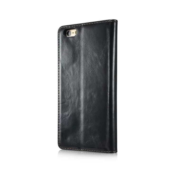 CASEME Oil Wax Wallet Leather Flip Stand Case for iPhone 6s / 6 - Black