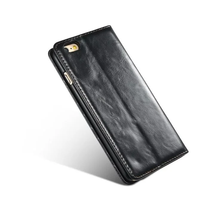 CASEME Oil Wax Wallet Leather Flip Stand Case for iPhone 6s / 6 - Black