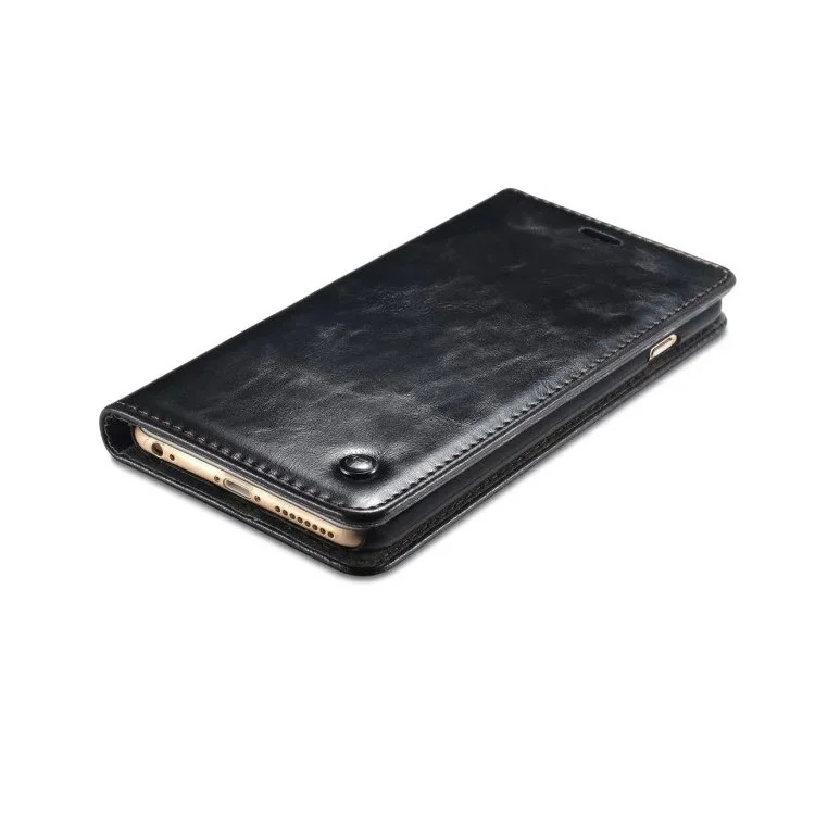 CASEME Oil Wax Wallet Leather Flip Stand Case for iPhone 6s / 6 - Black