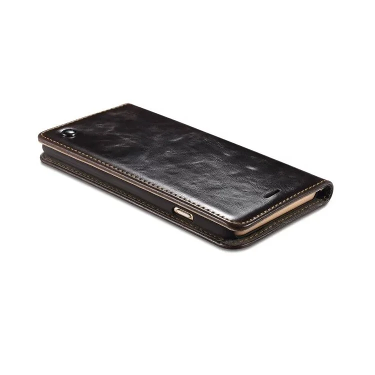 CASEME Oil Wax Wallet Leather Flip Stand Case for iPhone 6s / 6 - Black