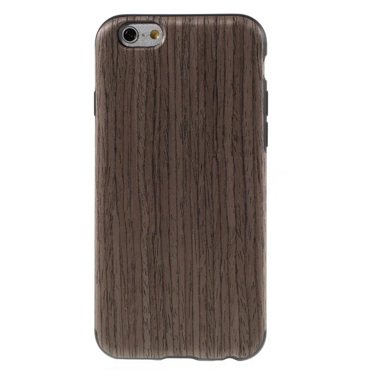Wood Grain Leather Coated TPU Cover Case for iPhone 6s 6 - Grey