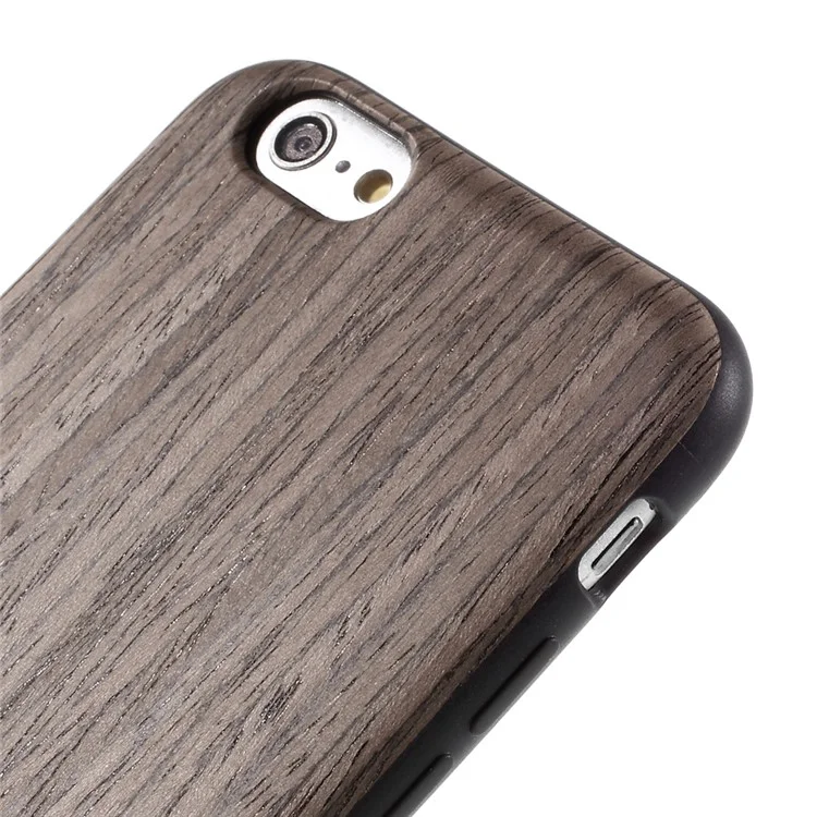 Wood Grain Leather Coated TPU Cover Case for iPhone 6s 6 - Grey