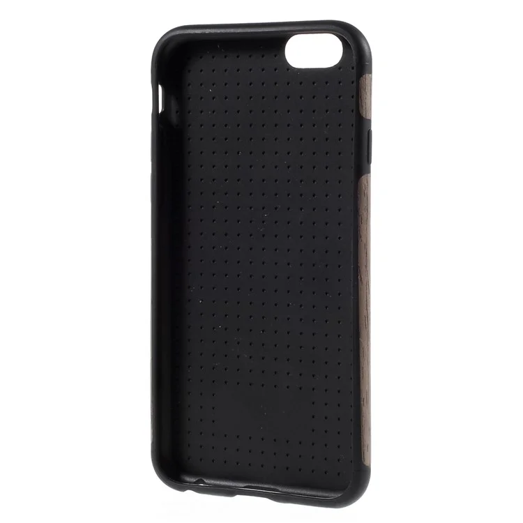Wood Grain Leather Coated TPU Cover Case for iPhone 6s 6 - Grey