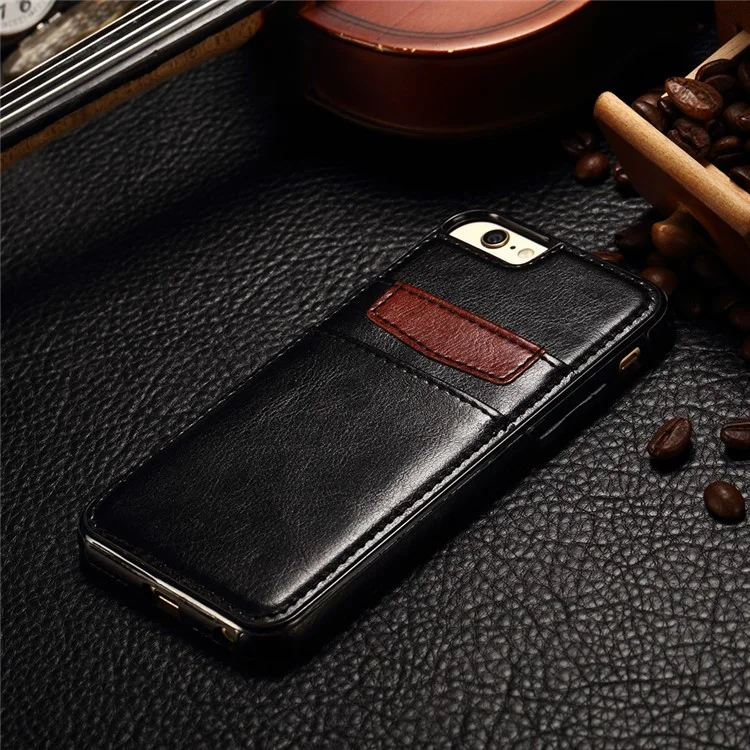 Card Holder Leather Coated TPU Phone Case for iPhone 6 / 6s - Black