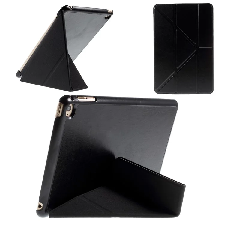 Origami Stand Leather Smart Case Cover for iPad mini 4 - Black