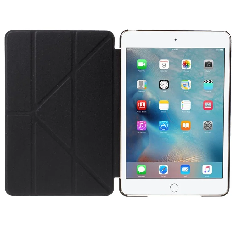 Origami Stand Leather Smart Case Cover for iPad mini 4 - Black