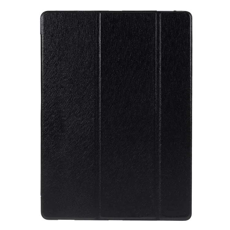 Tri-fold Stand Leather Smart Case for iPad Pro 12.9 inch Silk Texture - Black