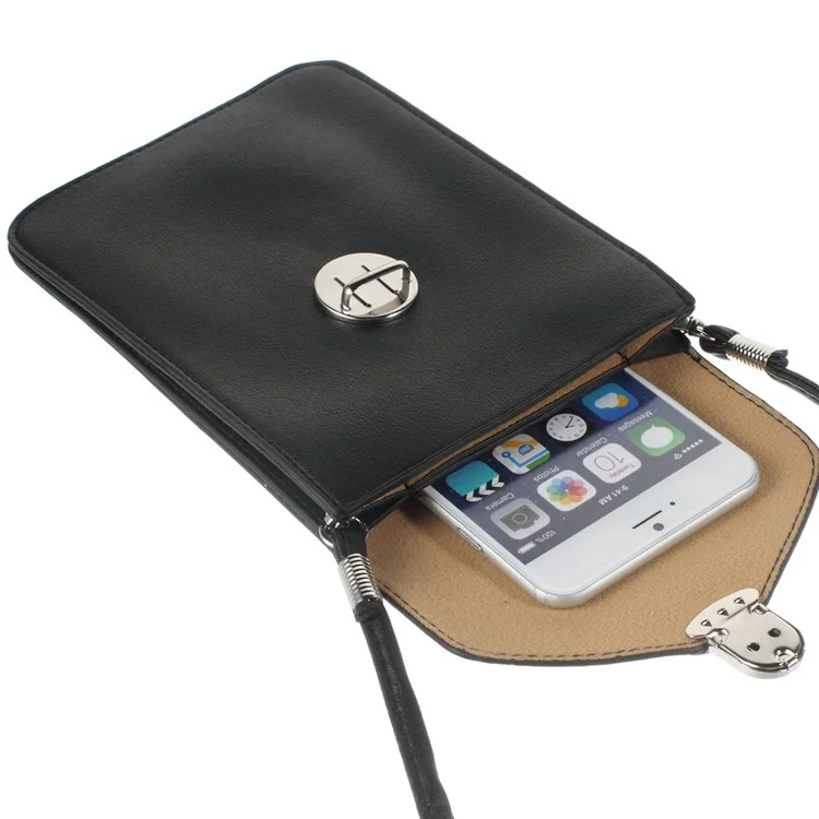 Dual-layer Leather Pouch Shoulder Bag for iPhone 6 Plus / 6s Plus, Size: 178 x 125mm - Black