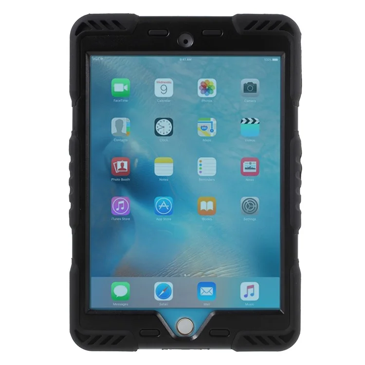 PEPKOO Spider Series for iPad mini 4 Extreme Heavy Duty PC Silicone Hybrid Case - All Black