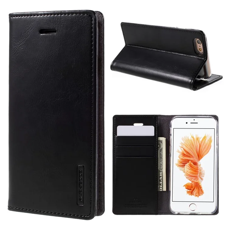 MERCURY GOOSPERY Blue Moon Flip Leather Case for iPhone 6s Plus/6 Plus - Black