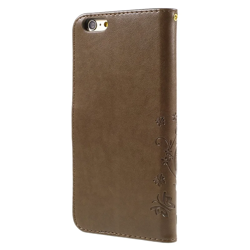 Butterfly Leather Wallet Stand Case for iPhone 6s Plus 6 Plus - Coffee