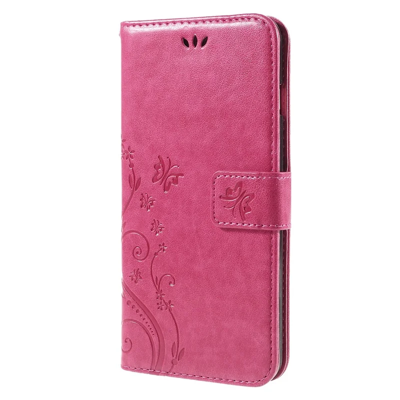Butterfly Leather Wallet Stand Shell for iPhone 6s 6 4.7 inch with Reversed Magnetic Clasp - Rose