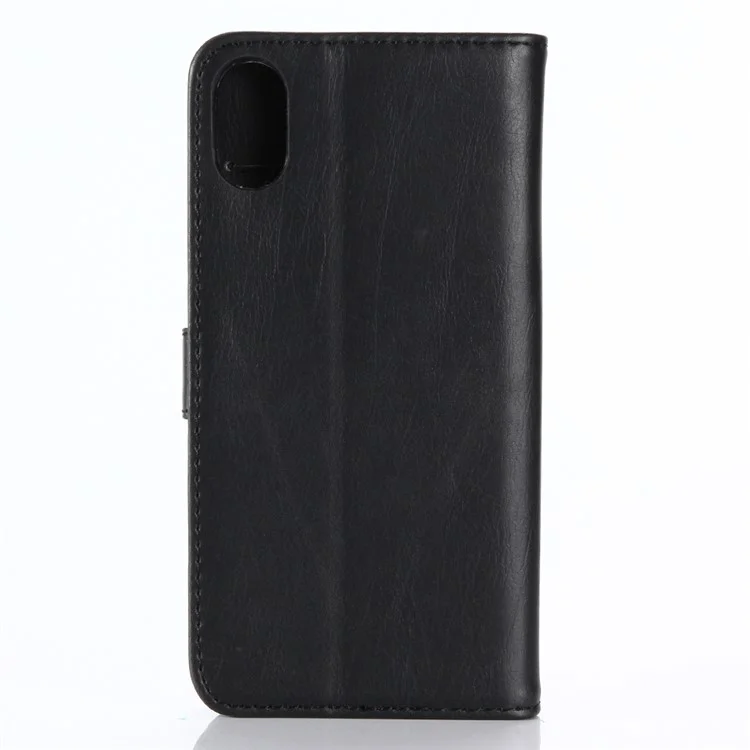 Retro Crazy Horse Wallet Leather Mobile Phone Protective Case for iPhone X 5.8 inch - Black