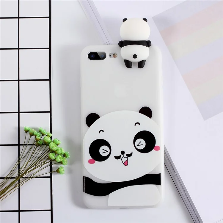 3D Doll Panda Patterned TPU Shell for iPhone 8 Plus / 7 Plus - Smiling Panda