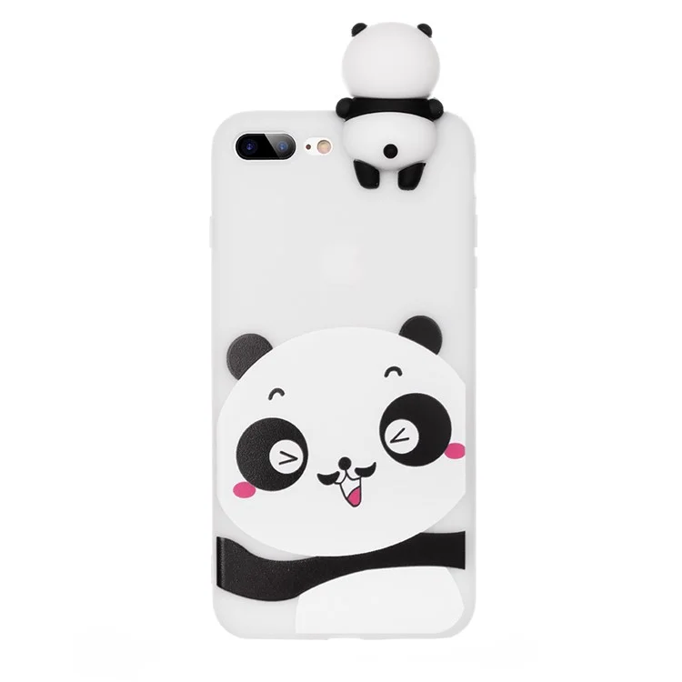 3D Doll Panda Patterned TPU Shell for iPhone 8 Plus / 7 Plus - Smiling Panda