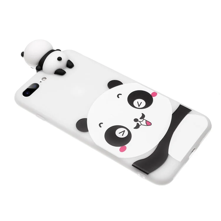 3D Doll Panda Patterned TPU Shell for iPhone 8 Plus / 7 Plus - Smiling Panda