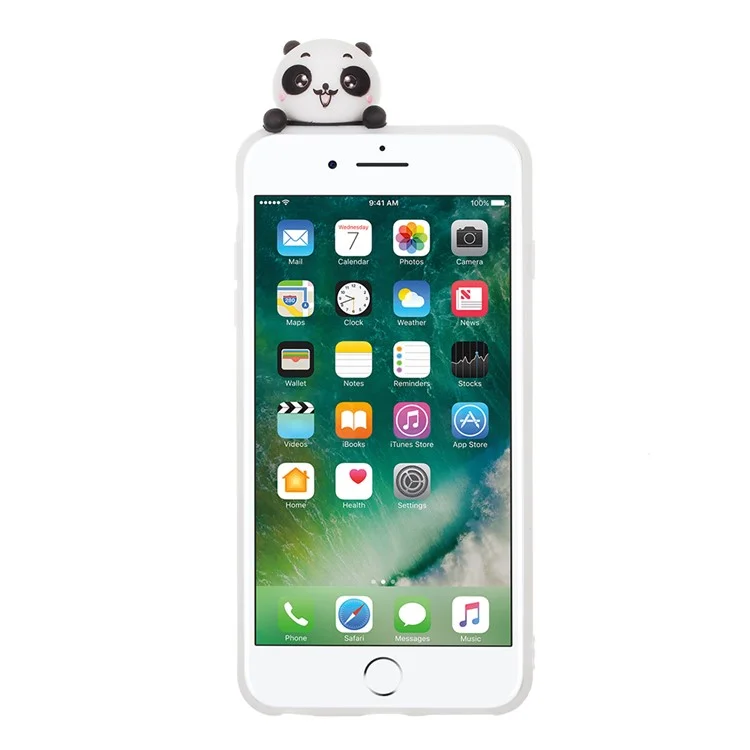 3D Doll Panda Patterned TPU Shell for iPhone 8 Plus / 7 Plus - Smiling Panda