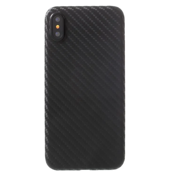 Ultrathin Carbon Fiber Texture Hard PC Back Case for iPhone X 5.8 inch - Black