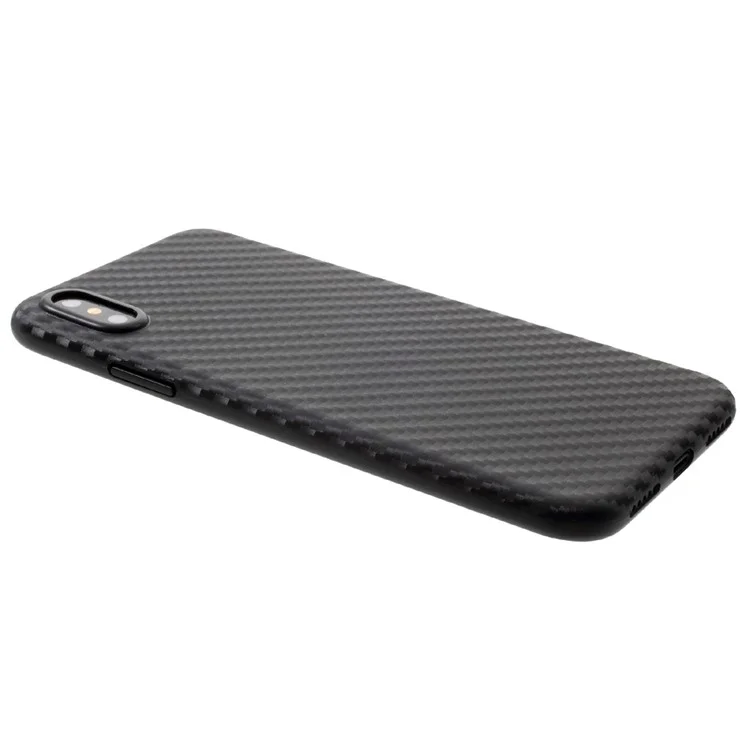 Ultrathin Carbon Fiber Texture Hard PC Back Case for iPhone X 5.8 inch - Black