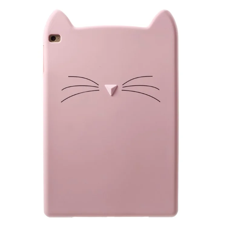 3D Moustache Cat Silicone Tablet Case Cover for iPad Air 2/ Air - Pink