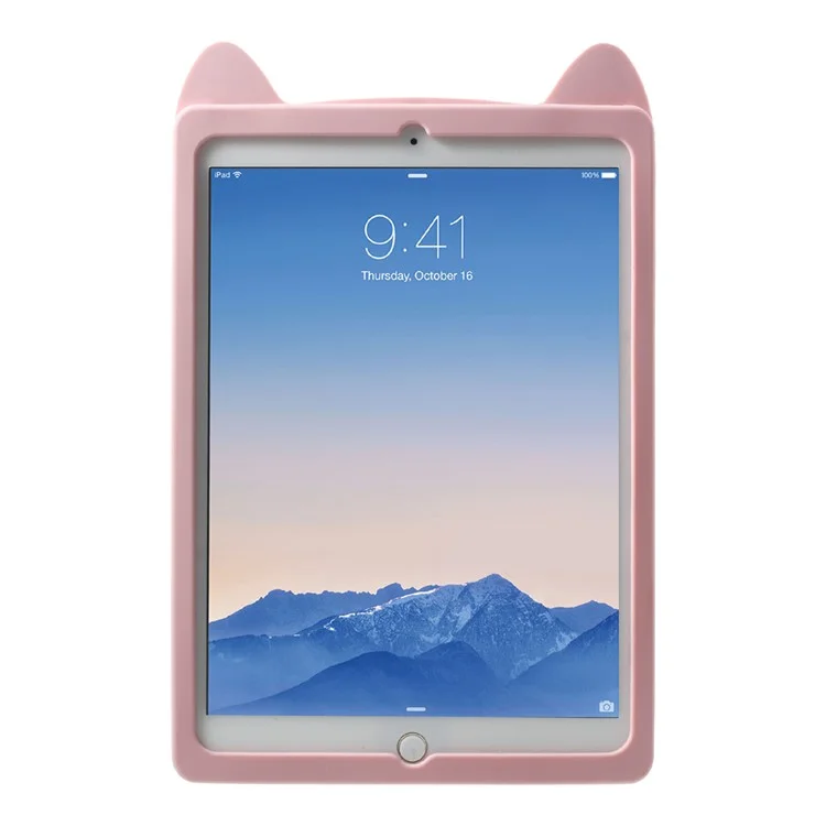 3D Moustache Cat Silicone Tablet Case Cover for iPad Air 2/ Air - Pink