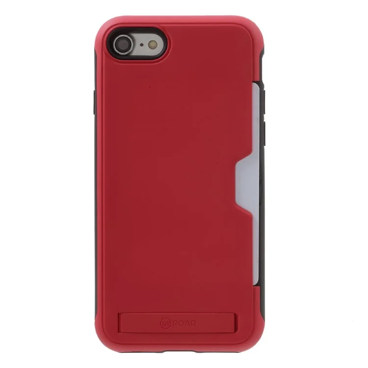 ROAR Awesome Series PC + TPU Hybrid Case with Card Holder and Kickstand for iPhone 8 / 7 4.7 inch - Red