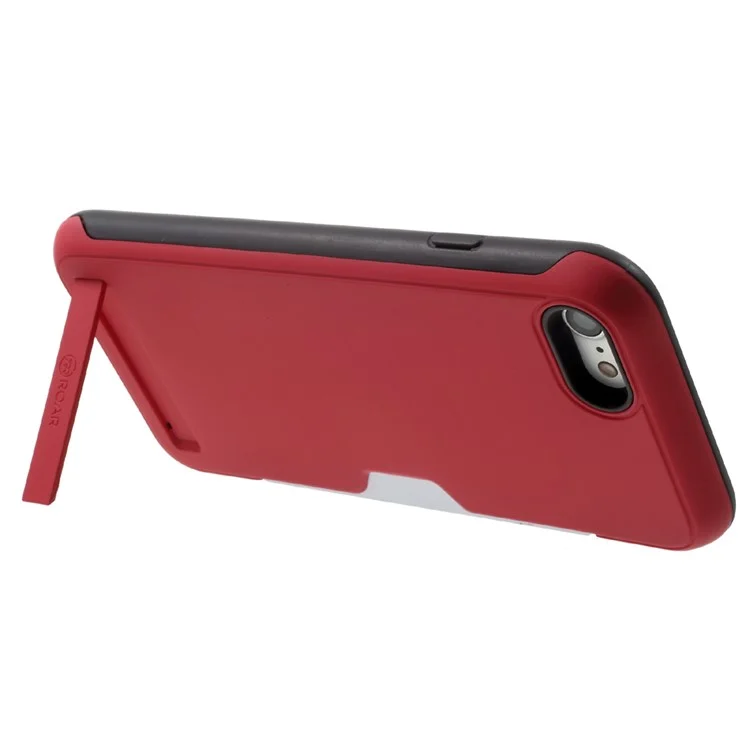 ROAR Awesome Series PC + TPU Hybrid Case with Card Holder and Kickstand for iPhone 8 / 7 4.7 inch - Red