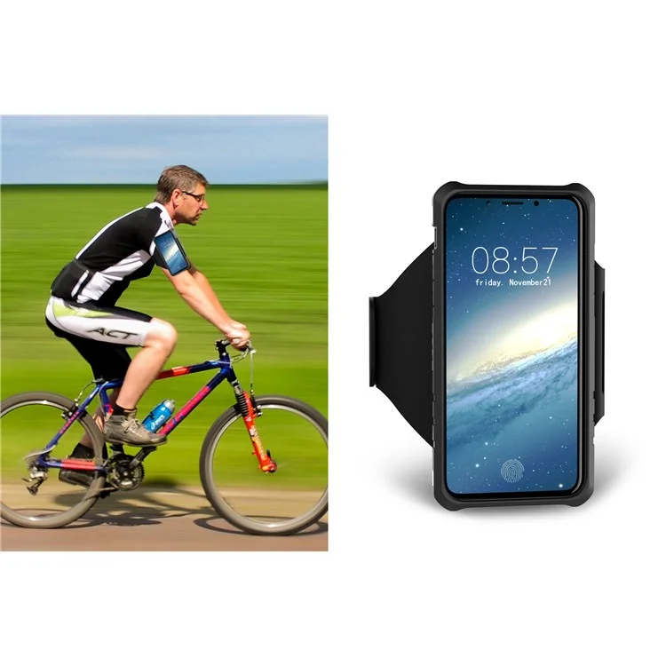 Shockproof Hybrid PC + TPU Magnetic Phone Case with Sports Armband for iPhone X 5.8 inch - Black