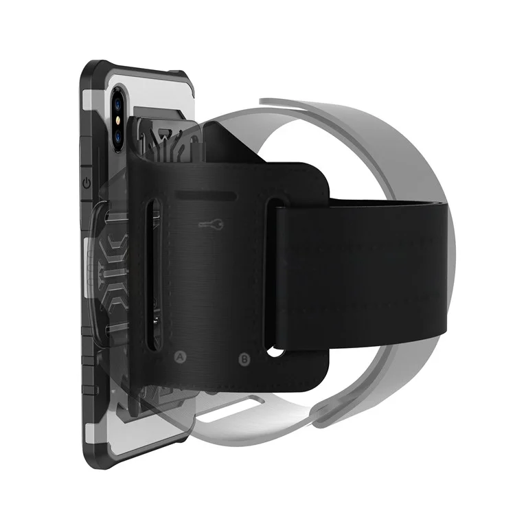 Shockproof Hybrid PC + TPU Magnetic Phone Case with Sports Armband for iPhone X 5.8 inch - Black