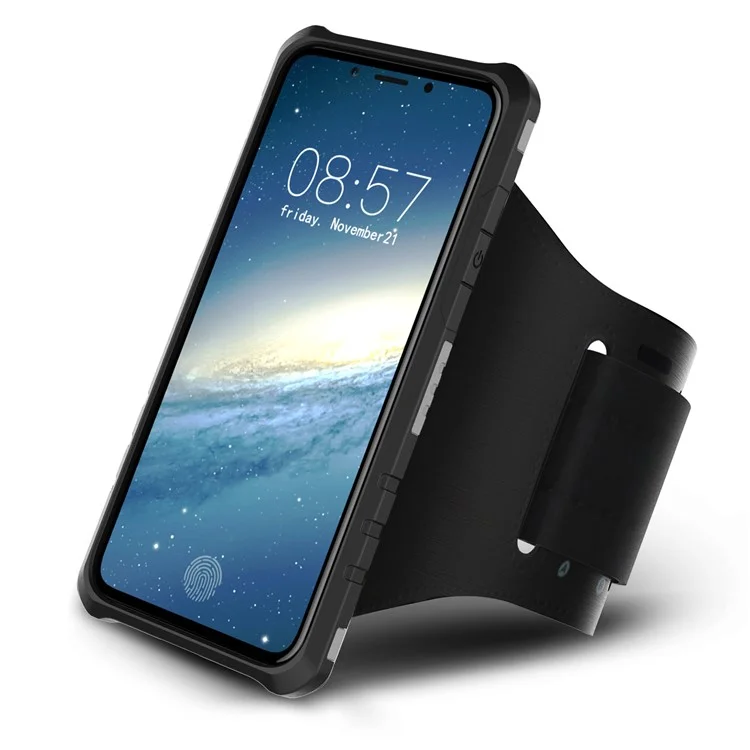 Shockproof Hybrid PC + TPU Magnetic Phone Case with Sports Armband for iPhone X 5.8 inch - Black