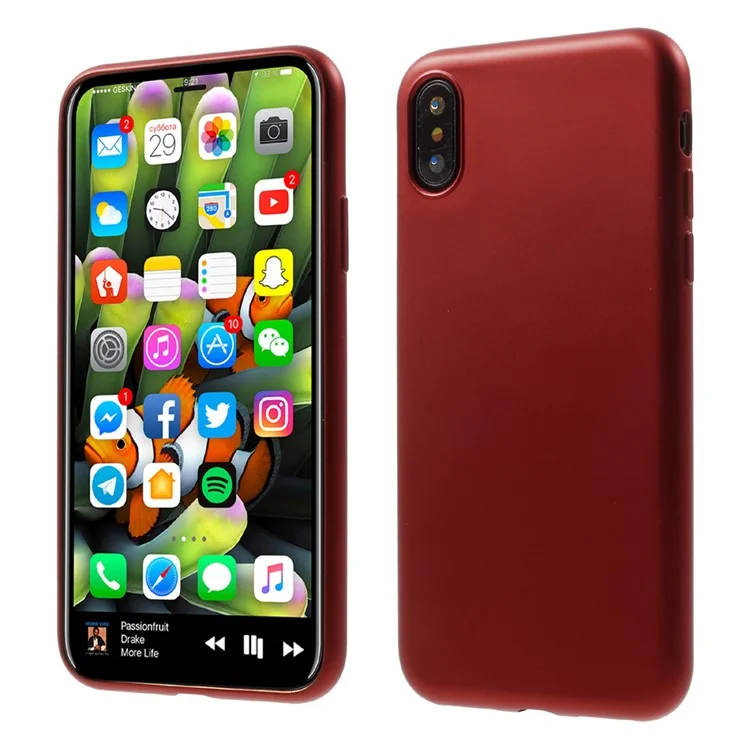 Rubberized Soft TPU Phone Case for iPhone X/10 5.8 inch - Red