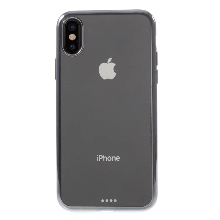 Electroplating Edges Clear TPU Back Cover Shell for iPhone X/10 5.8 inch - Grey