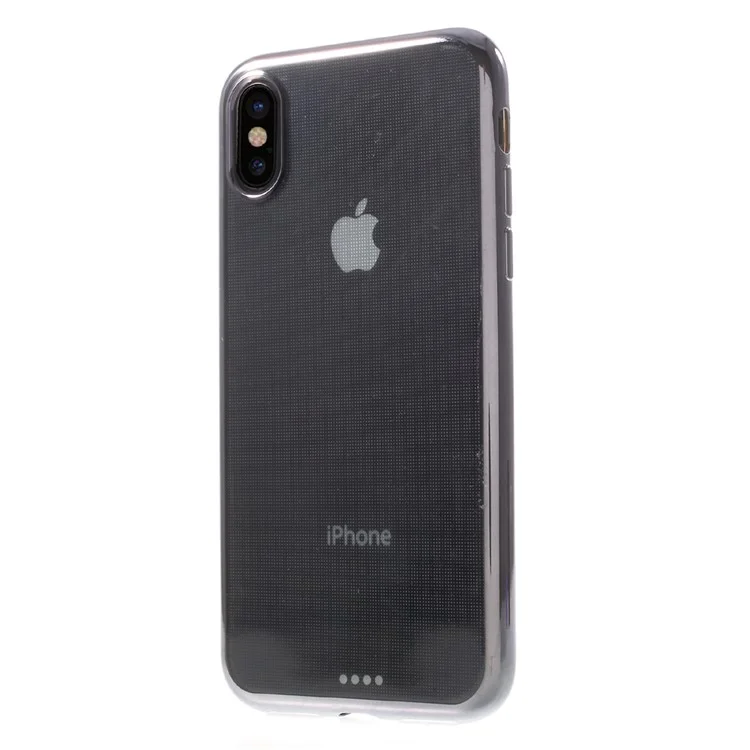 Electroplating Edges Clear TPU Back Cover Shell for iPhone X/10 5.8 inch - Grey