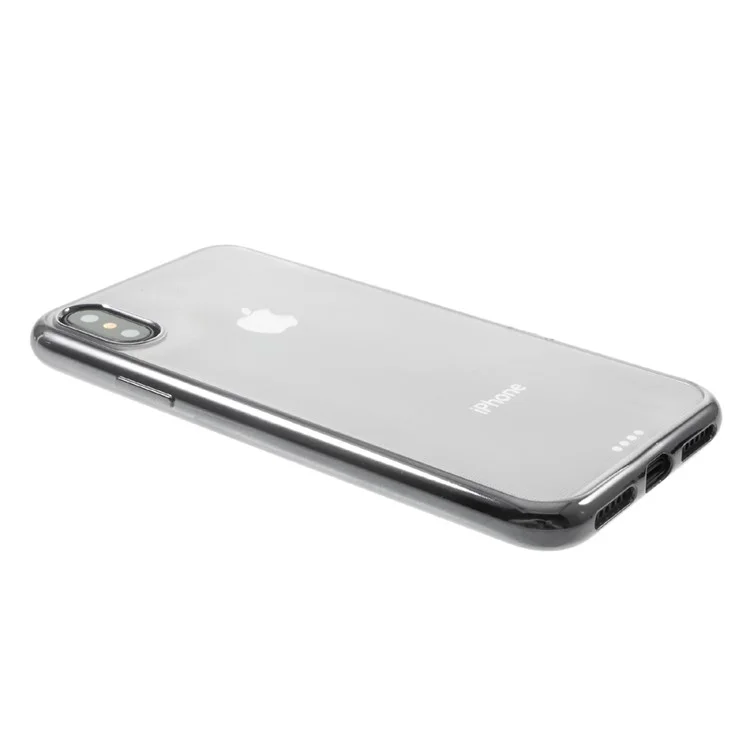 Electroplating Edges Clear TPU Back Cover Shell for iPhone X/10 5.8 inch - Grey