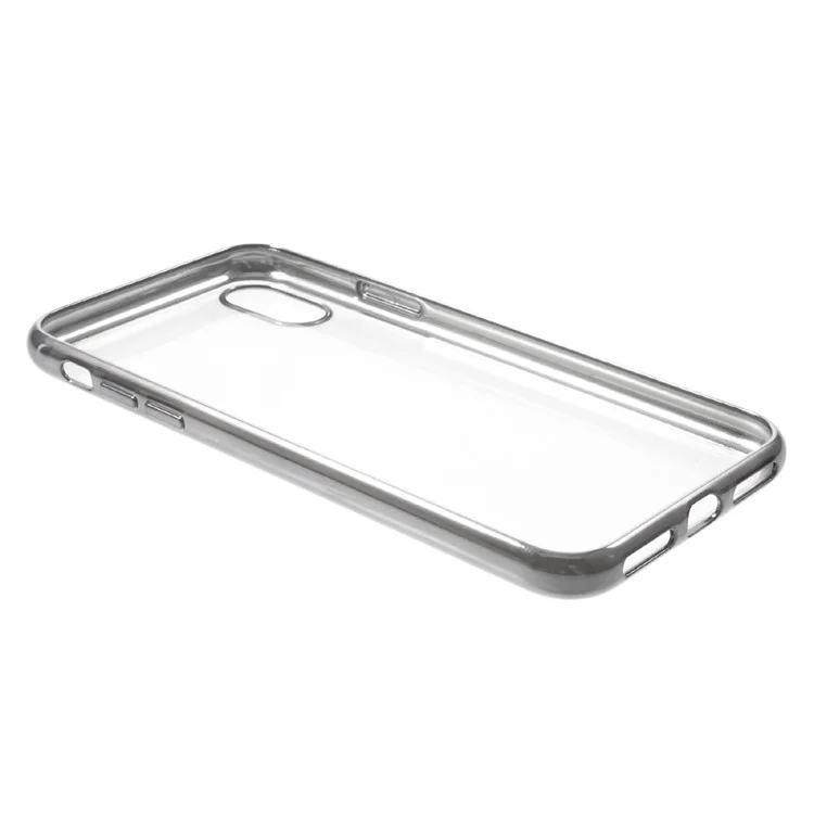 Electroplating Edges Clear TPU Back Cover Shell for iPhone X/10 5.8 inch - Grey