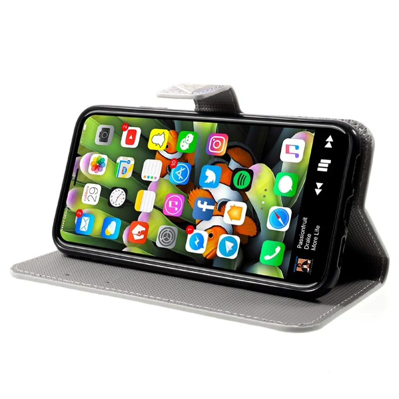 Pattern Printing Wallet Leather Flip Casing for iPhone X/XS 5.8 inch - Blue Butterfly