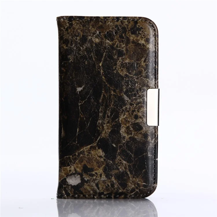 Marble Pattern Stand Leather Wallet Case for iPhone SE 5s 5 - Black