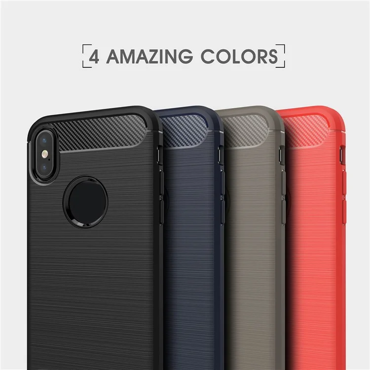 For Apple iPhone X 5.8 inch Carbon Fiber Texture Brushed Soft TPU Case Cover - Black