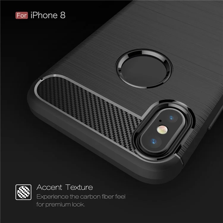 For Apple iPhone X 5.8 inch Carbon Fiber Texture Brushed Soft TPU Case Cover - Black