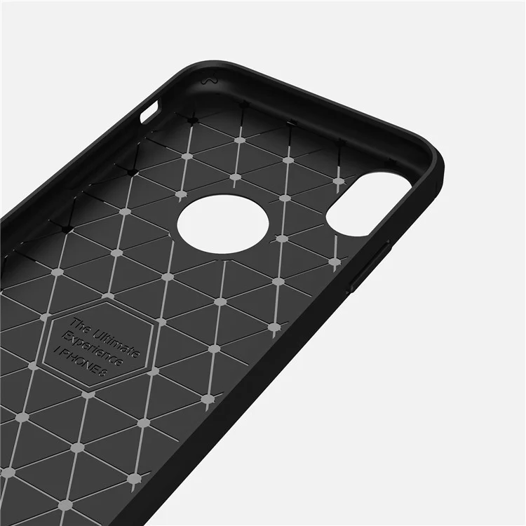 For Apple iPhone X 5.8 inch Carbon Fiber Texture Brushed Soft TPU Case Cover - Black