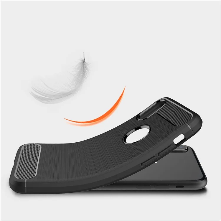 For Apple iPhone X 5.8 inch Carbon Fiber Texture Brushed Soft TPU Case Cover - Black