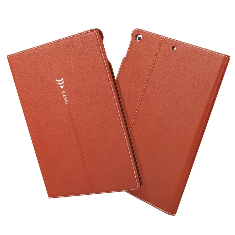 Gebei Litchi Texture Card Harder Smart Leather Protective Couvercle Couvre Pour Ipad 9,7 Pouces (2018) /9.7 Pouces (2017) - Brun