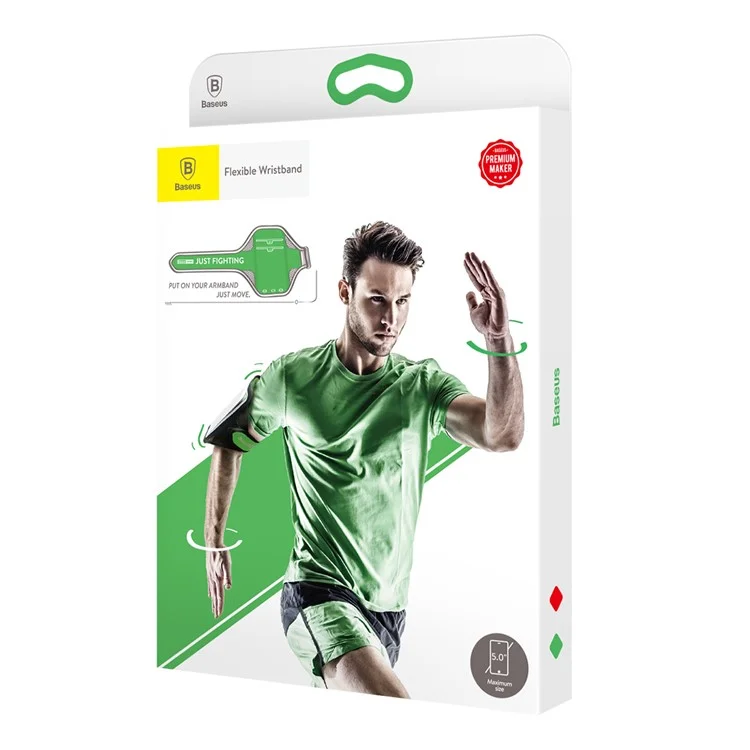 BASEUS Mesh Breathable Card Holder Sports Armbands, Size: 152 x 83mm - Green