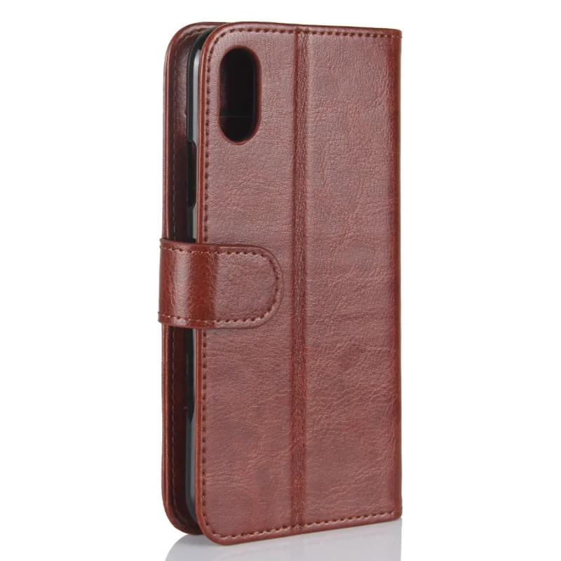 Crazy Horse Card Holder Leather Protection Phone Case for iPhone XS / X 5.8 inch - Brown