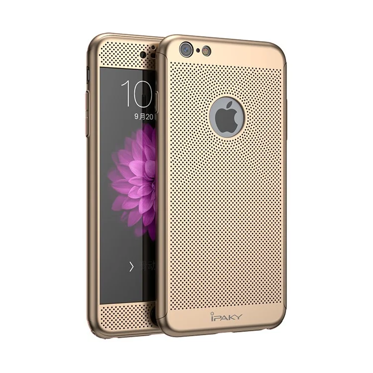 IPAKY for iPhone 6s 6 2-Piece Hard Phone Case + Tempered Glass Screen Guard Full Protection Kit - Gold
