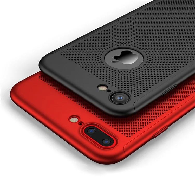 IPAKY 2-Piece Hard Phone Case + Tempered Glass Screen Guard Full Protection Kit for iPhone 7 - Red